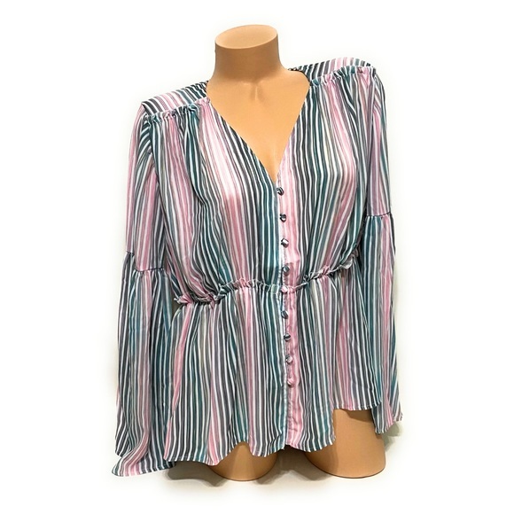 Catherine Malandrino Florrie Striped Blouse Medium - Picture 5 of 11